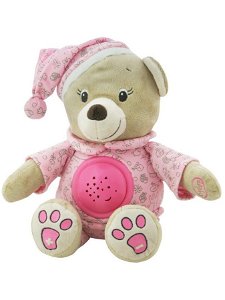 Plyšový usínáček medvídek s projektorem Baby Mix růžový Růžová