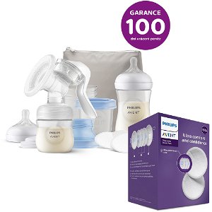 Philips AVENT Odsávačka mateř.mléka manuální, startovní sada + Prsní vložky jednorázové 100 ks