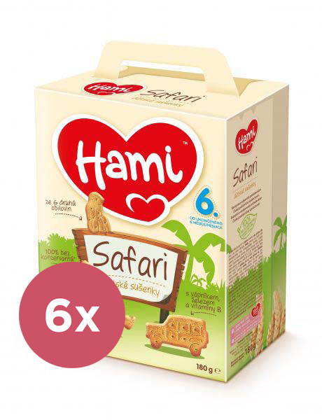 6x HAMI Safari dětské sušenky (180 g)