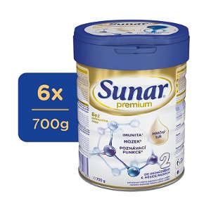 6x SUNAR Premium 2 Mléko pokračovací 700 g