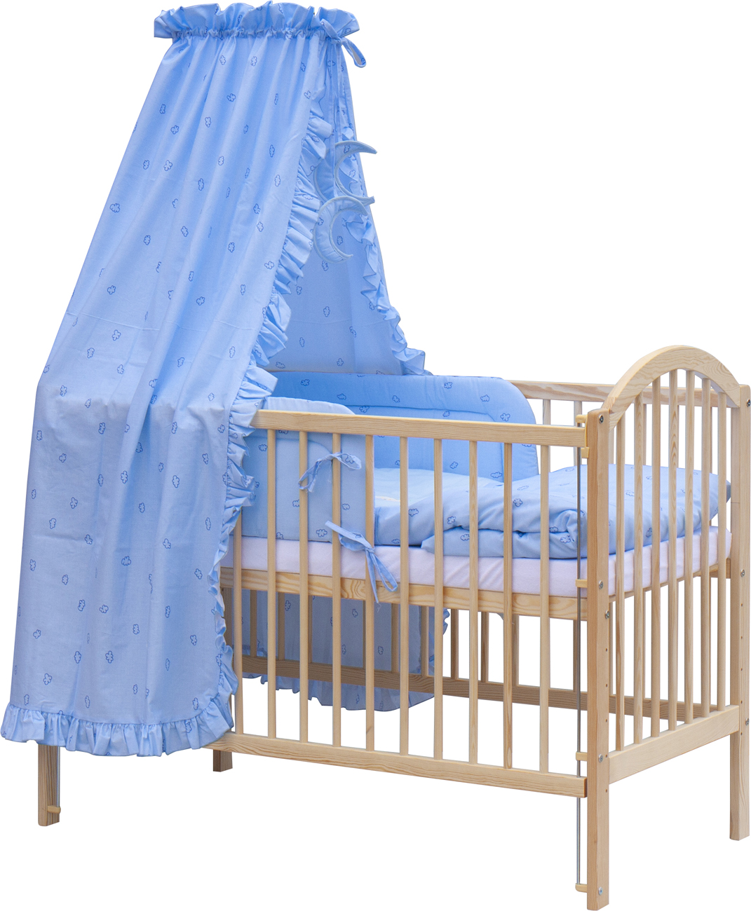 Dětská postýlka s kompletní výbavou Scarlett 120 x 60 cm - Méďa - modrá