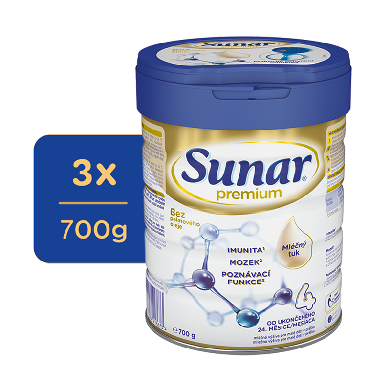 3x SUNAR Premium 4 Mléko kojenecké 4 700 g