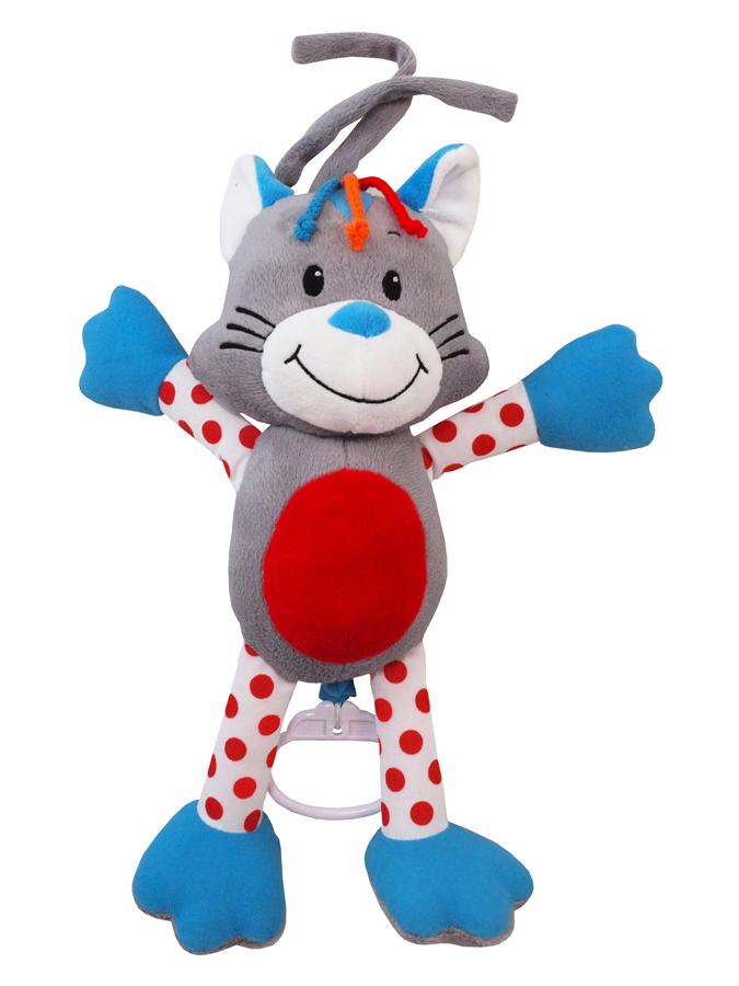 Dětská plyšová hračka s hracím strojkem Baby Mix kočička Šedá