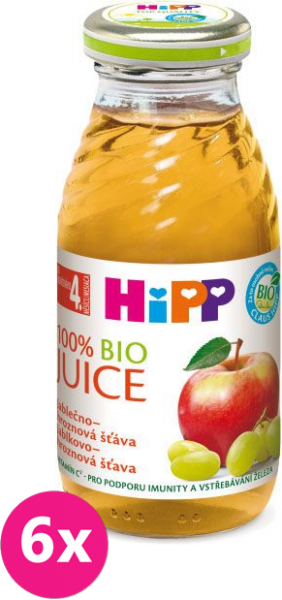 6x HiPP BIO Šťáva jablečno - hroznová 200 ml