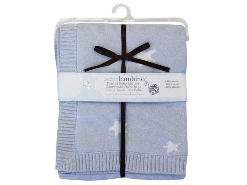 Piccolo bambino Pletená deka hvězdičky 76x76 cm modrá
