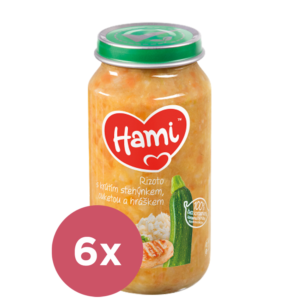 6x HAMI Rizoto s krůtím stehýnkem, cuketou a hráškem (250 g) - maso-zeleninový příkrm
