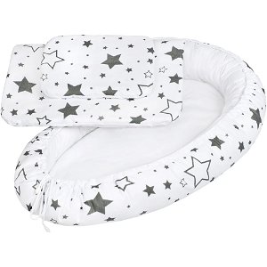 Luxusní hnízdečko s peřinkami pro miminko New Baby hvězdy šedé Bílá