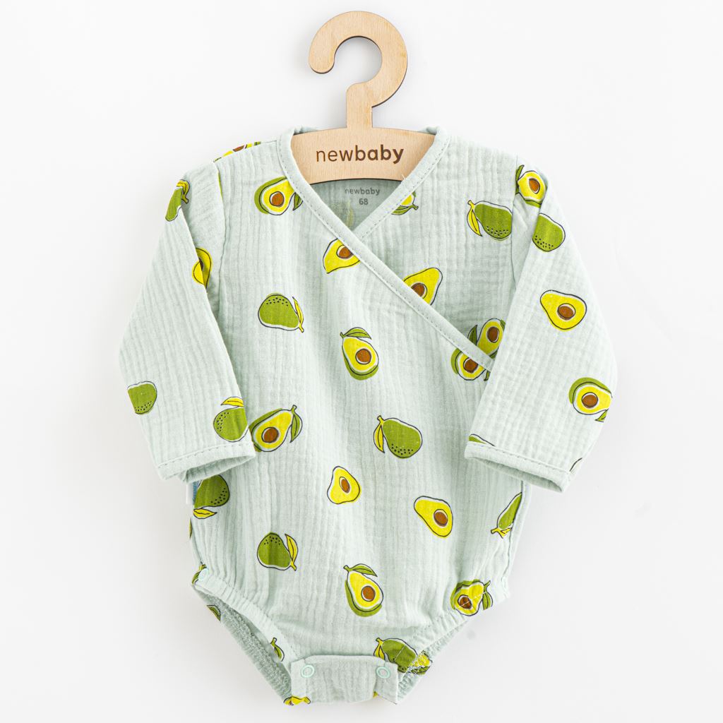 Kojenecké mušelínové body s bočním zavazováním New Baby Avocado Zelená 68 (4-6m)