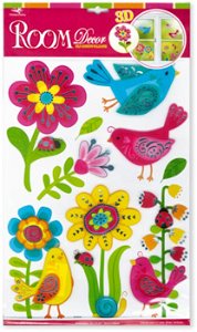 Samolepící dekorace na zeď Květiny a ptáčci