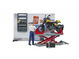 Bruder 62102 Bworld Motodílna s figurkou mechanika a motorkou