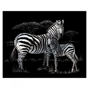 Royal Langnickel Škrabací obrázek stříbrný Zebry, 25x20 cm