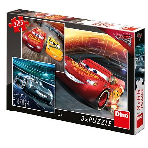 Dino Puzzle Cars 3 Trénink, 3x55 dílků