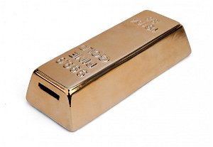 Kikkerland keramická pokladnička, cihla zlata, 18x7x4 cm