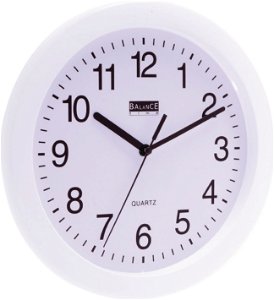 Balance Nástěnné plastové hodiny, Bílé 25 cm