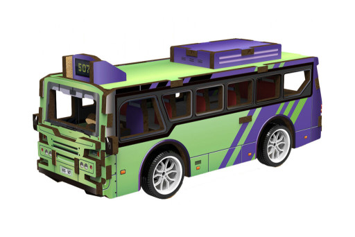 Wiky Dřevěné 3D puzzle Autobus 14 cm