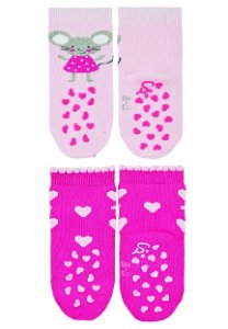 Sterntaler ponožky na lezení protiskluzové dívčí 2 páry růžové,myška  8012222