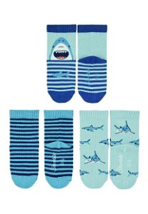 Sterntaler ponožky chlapecké 3 páry modré, žraloci 8322223