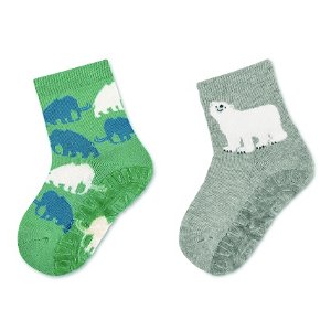 Sterntaler ponožky ABS protiskluzové chodidlo AIR, 2 páry zelené, lední medvěd 8132120