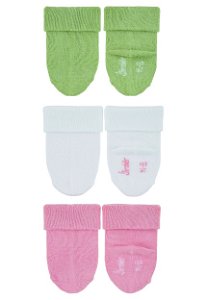 Sterntaler kojenecké, bambusové ponožky s manžetou dívčí 3 páry růžové, bílé, zelené 8502200