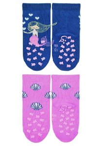 Sterntaler ponožky na lezení protiskluzové dívčí 2 páry tmavě modré, mořská panna 8012232