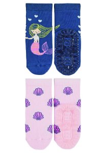 Sterntaler ponožky ABS protiskluzové chodidlo AIR, 2 páry, mořská panna, mušle, modrá, růžová 8032226