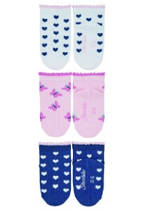 Sterntaler Ponožky kotníčkové dětské, srdíčka, motýlci růžové, modré, bílé 8512222