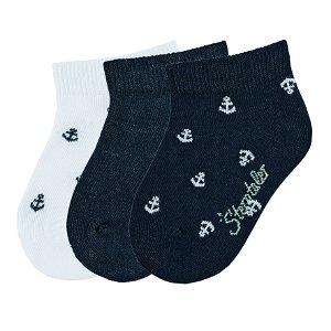 Sterntaler Ponožky kotníčkové dětské modré, kotvičky  3 páry 8512021