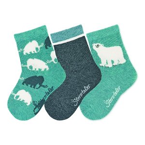 Sterntaler ponožky 3 páry, chlapecké lední medvěd tyrkysové 8422121