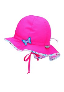 Sterntaler klobouček s plachetkou baby bio bavlna UV 50+ dívčí, zavazovací, růžový s motýlem 1412210