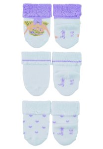 Sterntaler Ponožky kojenecké, 3 páry, froté, manžetka, bílé, baletka, srdíčka 8302222
