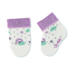 Sterntaler ponožky kojenecké s manžetkou, froté, krémové, dívčí s duhou 8402083
