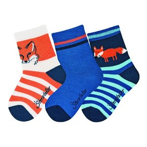 Sterntaler ponožky 3 páry, chlapecké liška, modré 8422122