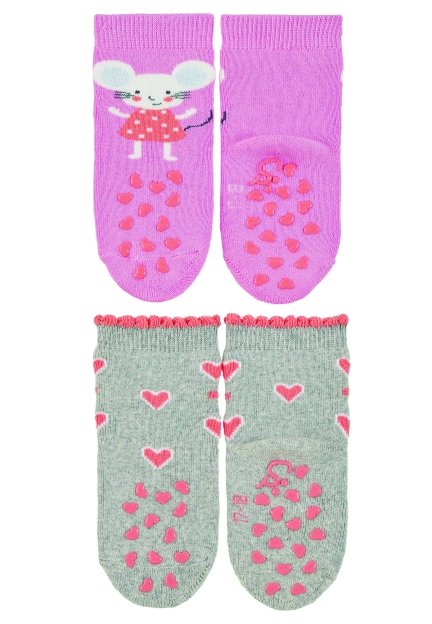 Sterntaler ponožky na lezení protiskluzové dívčí 2 páry růžové,myška  8012222