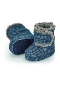 Sterntaler botičky textilní zimní, kostička, kožíšek, protiskluzové, modré 5102122