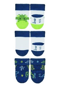 Sterntaler kojenecké ponožky s manžetou chlapecké 3 páry modré, draci 8312250