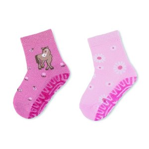 Sterntaler ponožky ABS protiskluzové chodidlo AIR, 2 páry, koník, růžové 8032130