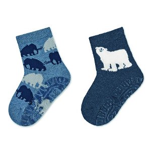 Sterntaler ponožky ABS protiskluzové chodidlo AIR, 2 páry tmavě modré, lední medvěd 8132120