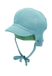 Sterntaler čepička oboustranná, chlapecká, zavazovací, Bio bavlna, s plachetkou UV 50+ modrá, zelená 1602227