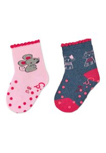 Sterntaler ponožky na lezení protiskluzové 2 páry myška, kočička, růžové 8112223