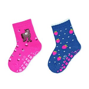 Sterntaler ponožky protiskluzové ABS dívčí 2 páry růžové, kůň 8002124