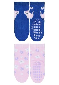 Sterntaler ponožky protiskluzové ABS dívčí 2 páry tmavě modré, kočička  8002226