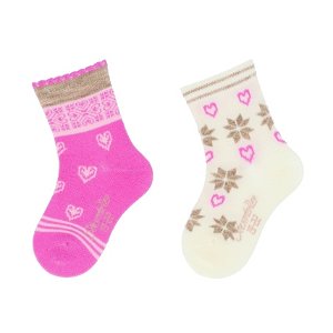 Sterntaler ponožky zimní merino 2 páry starorůžové, krémové 8502127