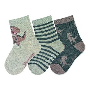 Sterntaler ponožky 3 páry, chlapecké dinosauři šedé 8422120