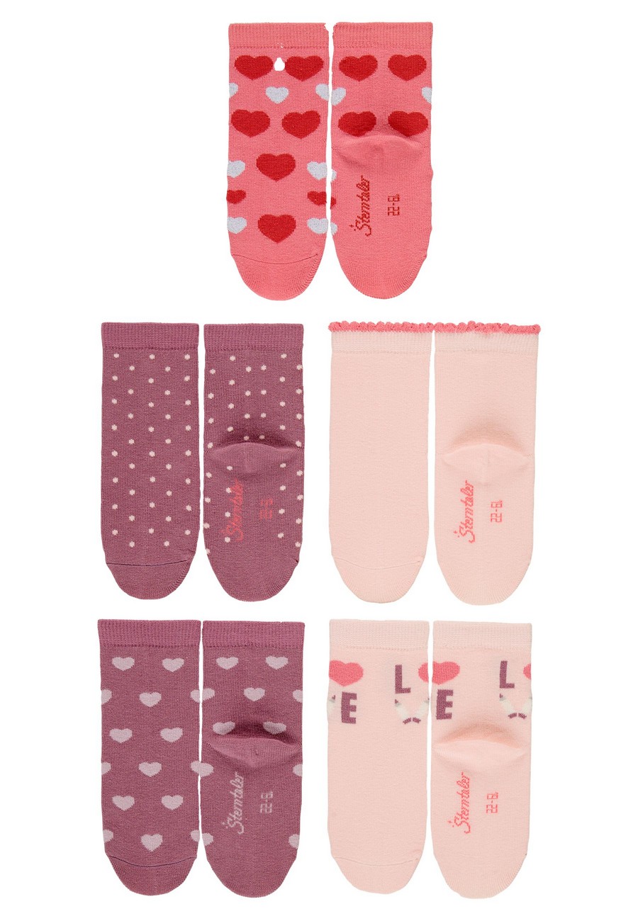 Sterntaler ponožky 5 párů v boxu, dívčí, růžové, fialové, LOVE, srdíčka mix 8422243