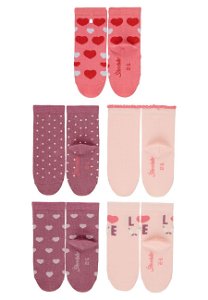 Sterntaler ponožky 5 párů v boxu, dívčí, růžové, fialové, LOVE, srdíčka mix 8422243