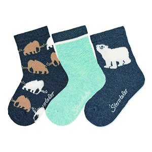 Sterntaler ponožky 3 páry, chlapecké lední medvěd modré 8422121