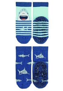 Sterntaler ponožky ABS protiskluzové chodidlo AIR, 2 páry, žraloci, modré 8032224