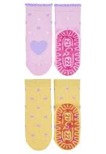 Sterntaler ponožky ABS protiskluzové chodidlo AIR, 2 páry, srdíčka, růžová, žlutá 8032228