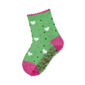 Sterntaler ponožky ABS protiskluzové chodidlo AIR zelené srdíčka 8132106