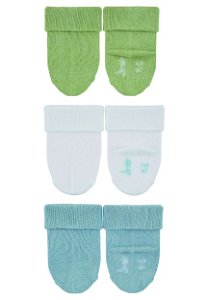 Sterntaler kojenecké, bambusové ponožky s manžetou chlapecké 3 páry modré, bílé, zelené 8502200